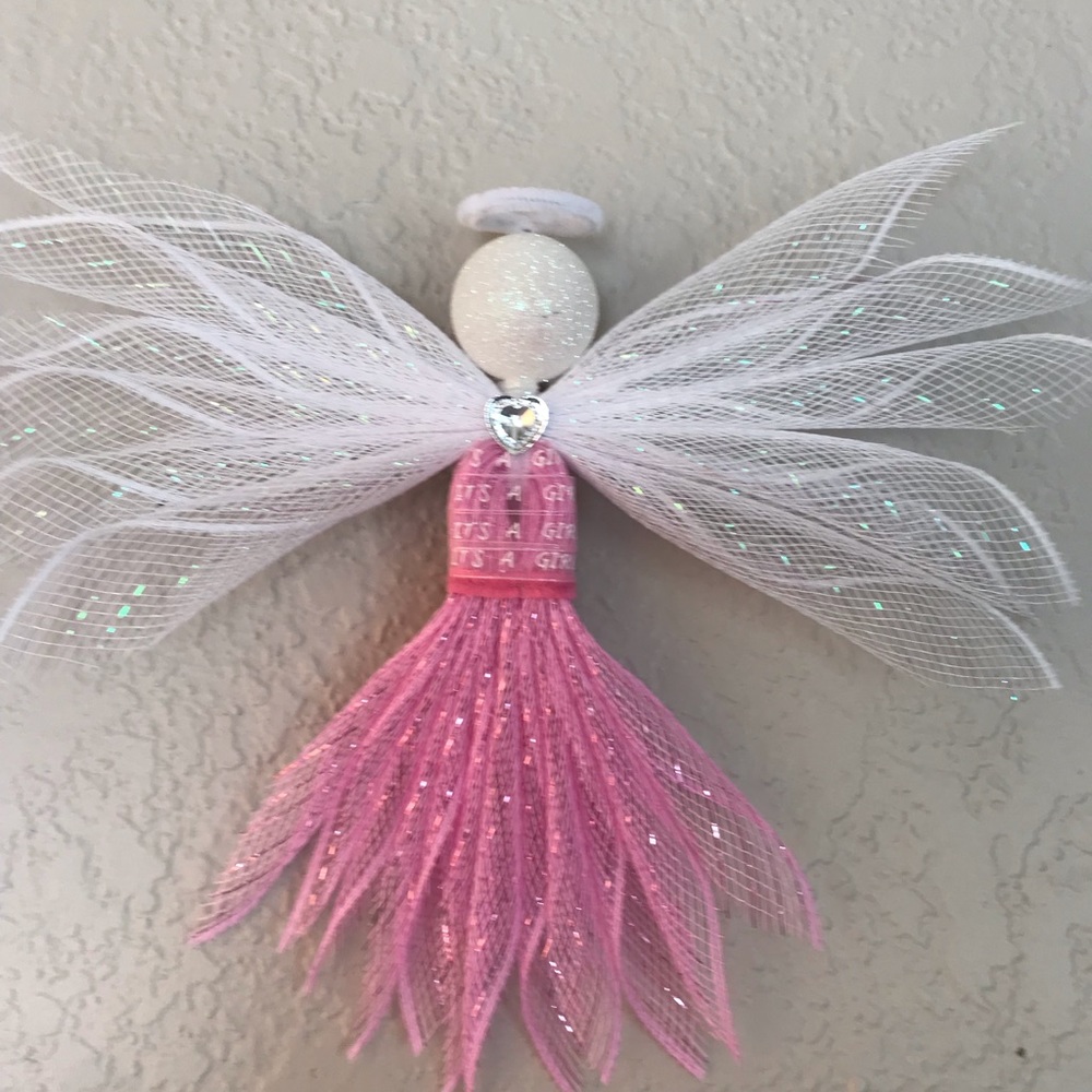 Deco mesh angel, baby shower gift, gender reveal